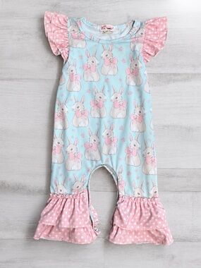 Clover Cottage Baby Romper 6-12mo Ruffle 1-piece